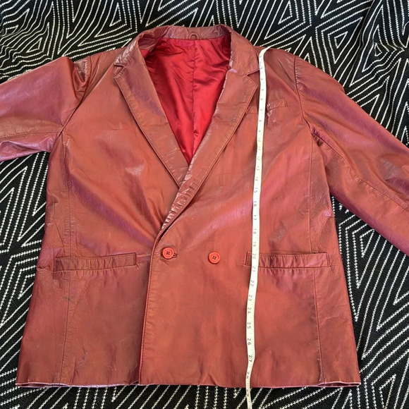 Echtes Leder Wine Red Luxurious NAPPA Leather Jacket Size 50 which fits like  XL - Picture 10 of 12